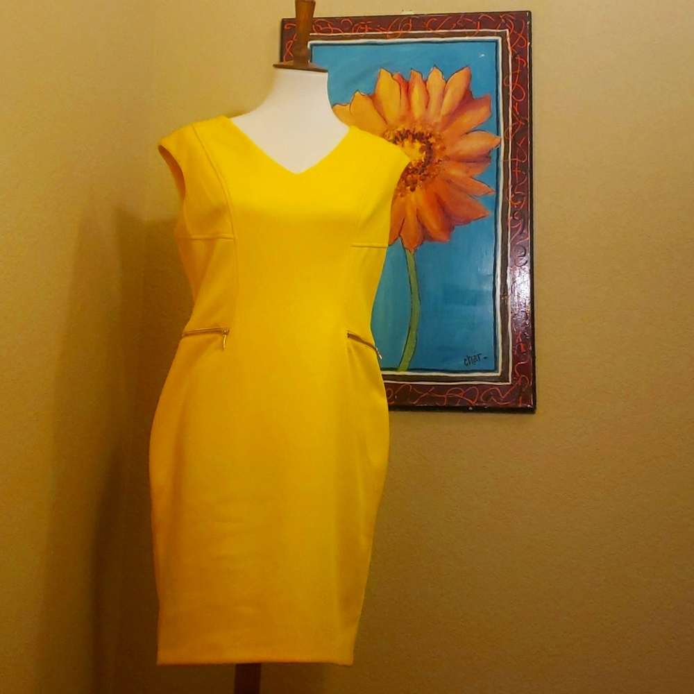 Sandra Darren Yellow Mid Dress
